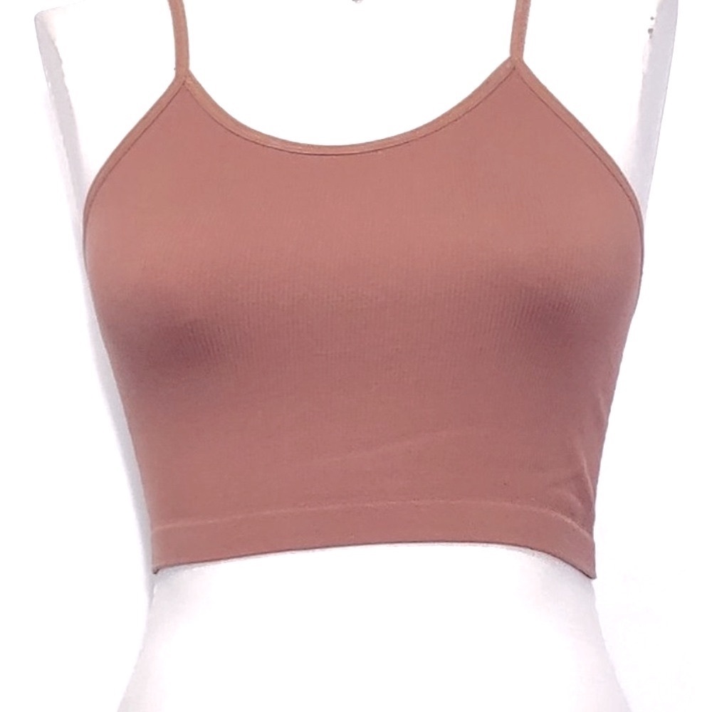 Bozzolo Bralette burnt orange seamless crop tank adjustable spaghetti straps S/M